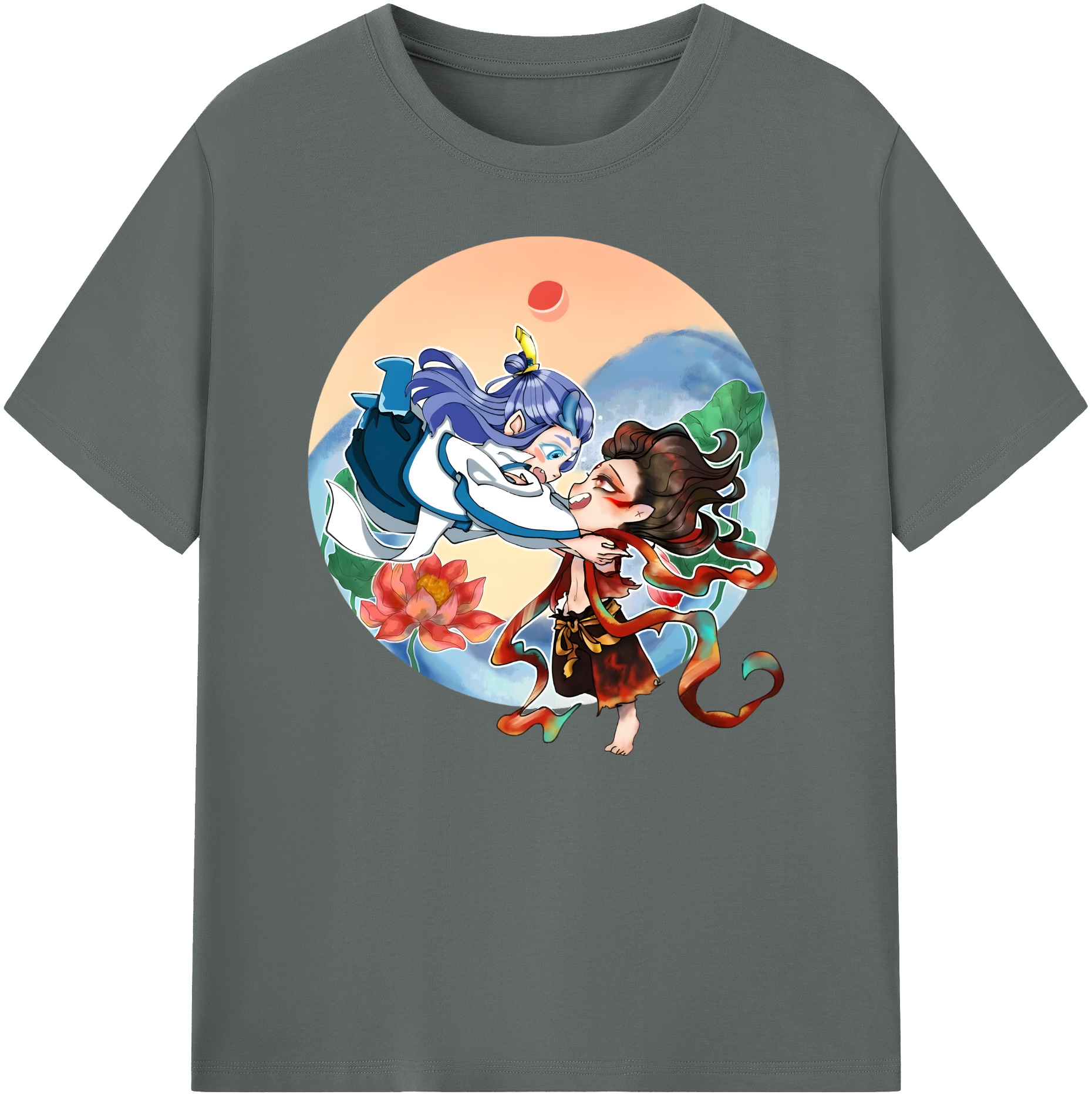 （画像用） Ne Zha 2 ナタ 魔童の大暴れ 綿100％ メンズ半袖Tシャツ｜肌触りやわらか＆通気性